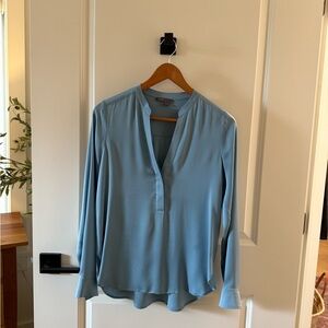Vince Blue Silk V Neck Blouse